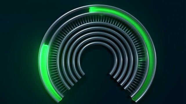 Futuristic green circular progress bar loading animation