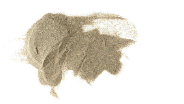Desert sand pile, dune isolated on white, with clipping path, top view