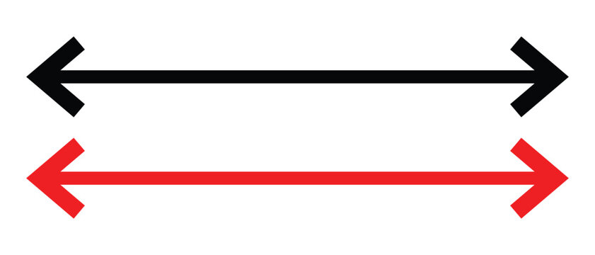 Double long arrow icon, Double side and two side long arrow icon, right and left long arrow icon set.