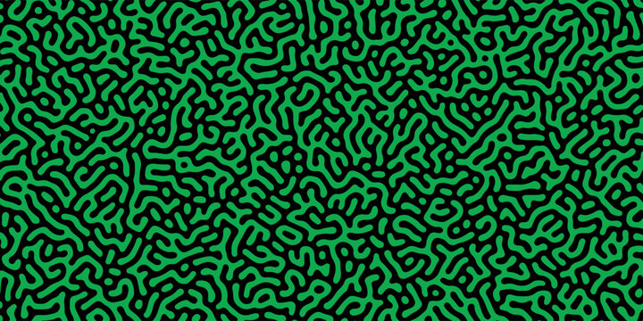 Abstract truing organic wallpaper Turing reaction diffusion monochrome seamless pattern with chaotic motion. Generative algorithm psychedelic background. Reaction-diffusion or truing pattern formation