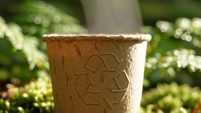 Eco-Friendly Recycled Cup in Green Nature