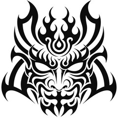 Fototapeta premium Tribal samurai mask tattoo vector