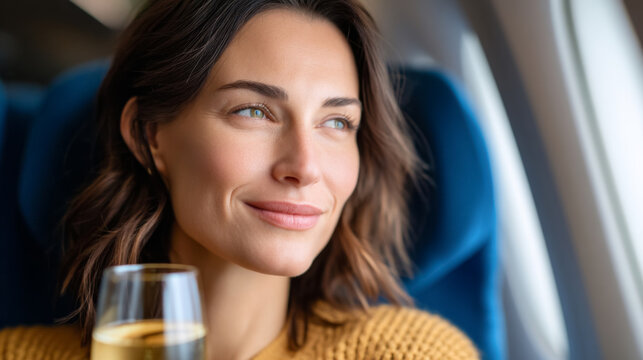Luxury first class airplane travel experience with professional comfort and relaxation