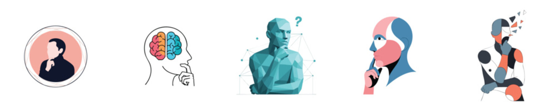 Thinker Mindset Vector Collection for Creative Thinking Psychology Illustration Design
