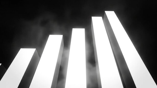 Abstract bar graph animation with a rising and falling pattern, perfect for data visuals.