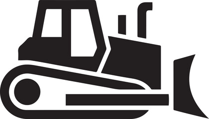Bulldozer icon Flat Vector illustration. Simple black symbols. black icon silhouette vector © jinnatun