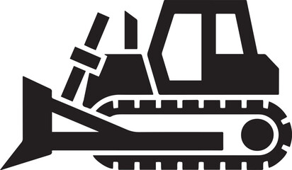 Bulldozer icon Flat Vector illustration. Simple black symbols. black icon silhouette vector © jinnatun