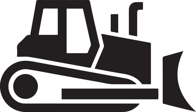 Bulldozer icon Flat Vector illustration. Simple black symbols. black icon silhouette vector