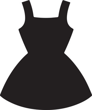 cartoon dress with pinafore silhouette isolated on white background. black icon silhouette vector
