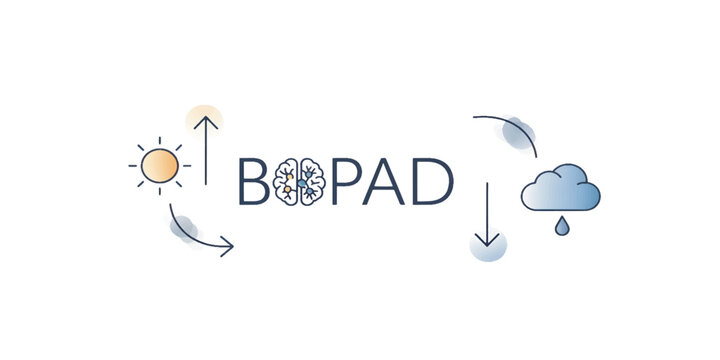 BPAD Bipolar Affective Disorder Medical Acronym Vector Illustration with Mental Health Icons