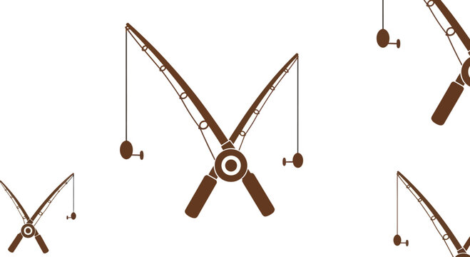 Fishing Rods Pattern Isolated on White Background