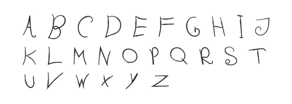 Grunge Alphabet Capital Letters Dirty Textured Vector Font Distressed Dry Brush Typography Set.