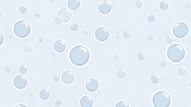 Clear bubbles floating on light blue background, shiny transparent orbs