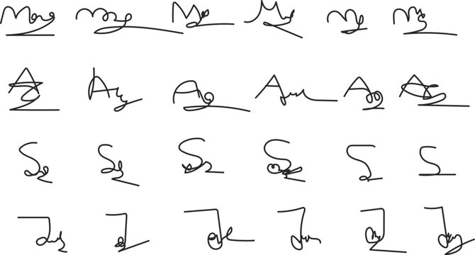 Hand-Drawn Signature Icons - Editable Cursive Letters and Signatures