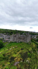 Fototapeta premium Castell Harlech Castle and Town Snowdonia Wales