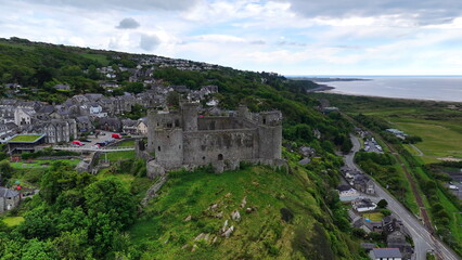 Fototapeta premium Castell Harlech Castle and Town Snowdonia Wales