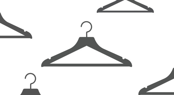 Dark Gray Clothes Hangers Pattern Isolated on White Background