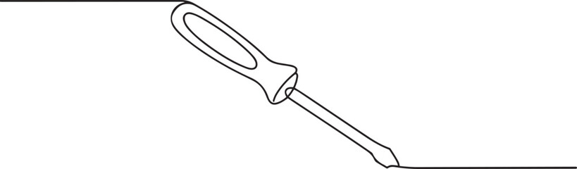 Obraz premium Continuous editable line drawing of screwdriver. Single line screwdriver icon. Continuous line drawing of screwdriver. one line icon drawing vector