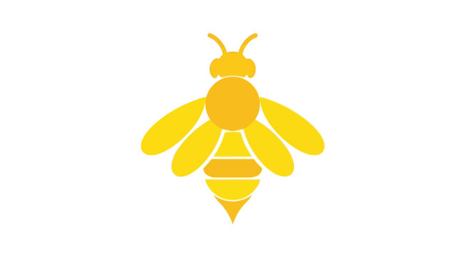 Minimalist Yellow Bee Icon Isolated on White Background