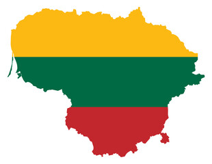 Obraz premium Lithuania Flag on Lithuania Map Europe Country