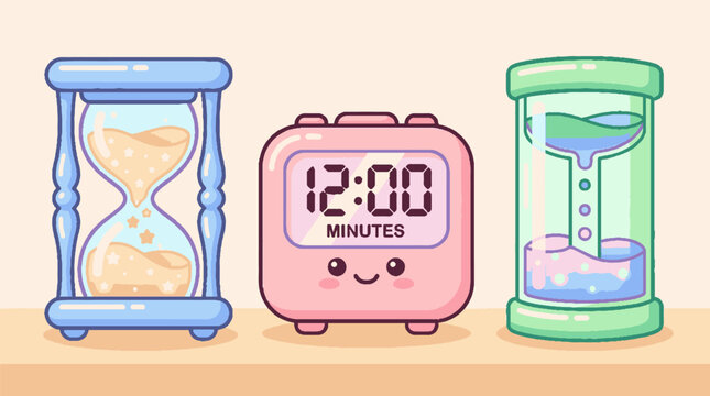 Digital timer clock with hourglasses.
