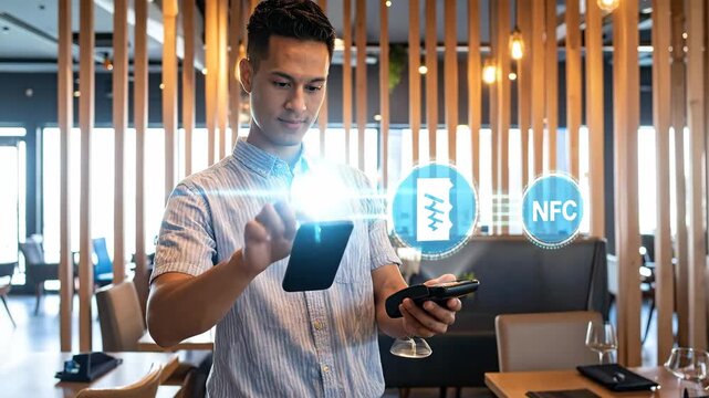 Restaurant Waiter Processing Mobile Payments