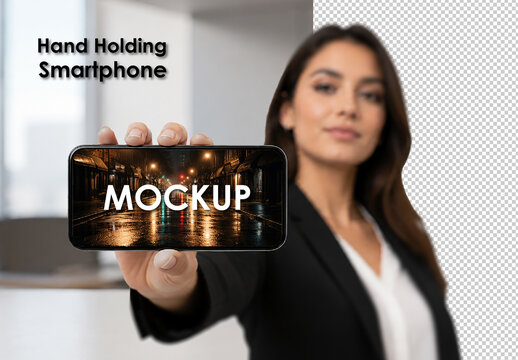 Hand Holding Smartphone Mockup