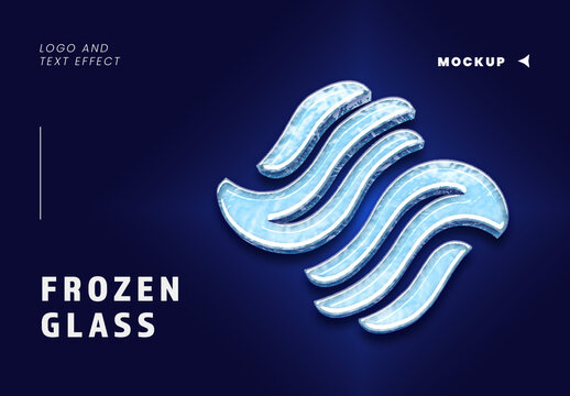 Frozen Glass Logo And Text Effect Mockup