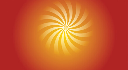 Retro comic book sunburst swirl background. red and orange gradients, twisted radiating rays, glowing center starburst. for vintage pop art posters, circus flyers. flat vector graphic. © MH HASIB