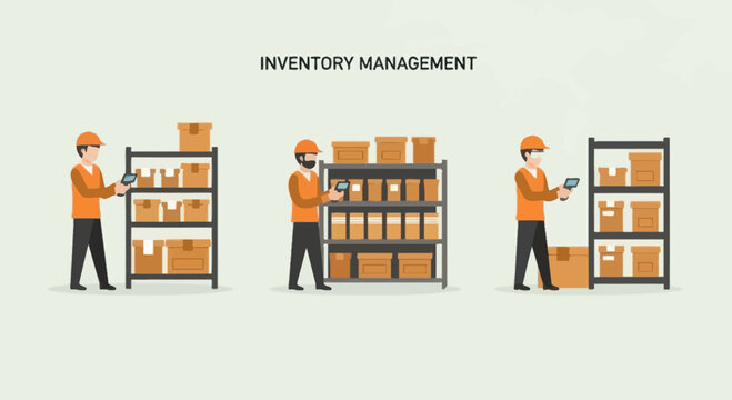 Inventory Management: Warehouse Worker Scanning Boxes with Barcodes