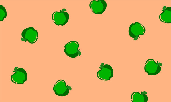 Hand drawn green apple seamless pattern. Seamless pattern of green apple doodle illustration background. Green apple pattern background.