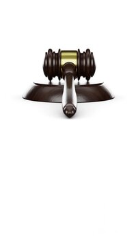 4K Vertical Cinematic Judge Gavel Push In Animation Isolated on White Background