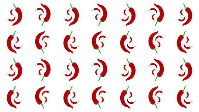 Red chili pepper seamless pattern. Spicy red chili seamless pattern. Fresh organic red chilli vegetable wallpaper.