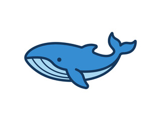 Fototapeta premium Blue cartoon whale illustration side view.