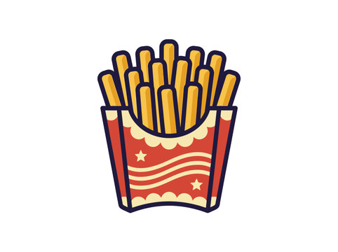 French fries in a red box.