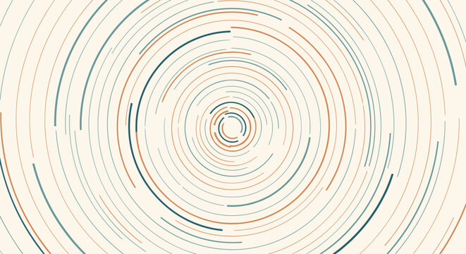 Abstract concentric circles pattern in beige blue and brown colors