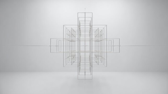 Abstract architectural structure on a neutral background with copy space