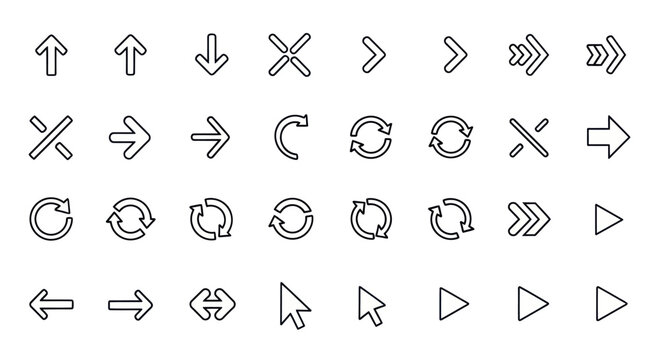 Arrow icons set directional and navigation symbols