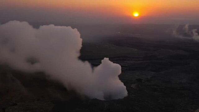 Erta Ale volcano Danakil Depression Ethiopia, eruption. Time lapse.