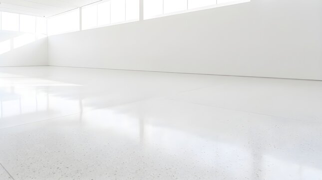 Bright White Minimalist Gallery Floor Background