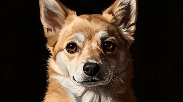 Canine Portrait: A close-up studio shot of a captivating dog. Capturing the essence of canine charm and companionship, with a soft focus against a dramatic background.
