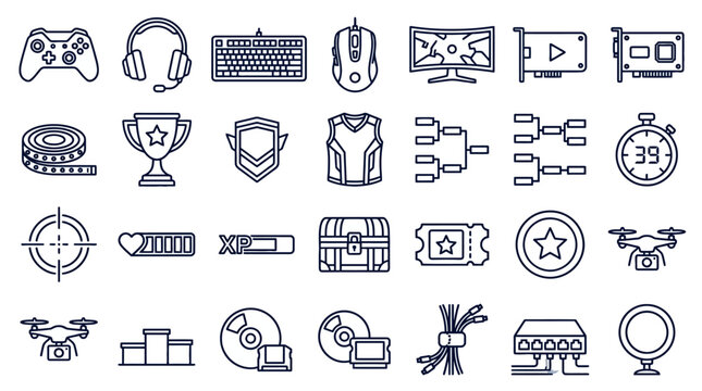Vector Icons Collection of Gaming and Technology Icons for Digital Media.