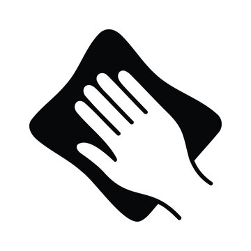 Hand Holding Cleaning Wipe Rag Silhouette Icon