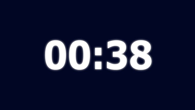 43 Seconds counting timer number animation. on a black background. and creating a stunning 4k video.
