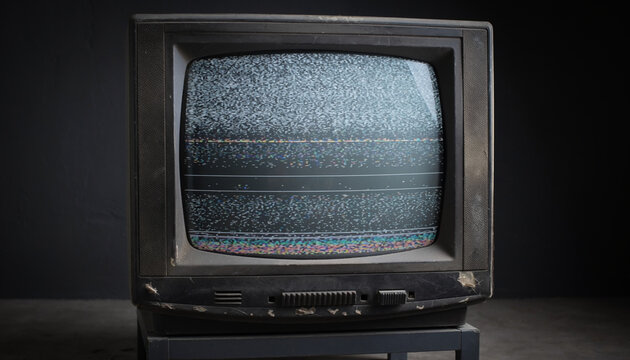 Old Television With Static Noise No Signal Retro Technology Concept