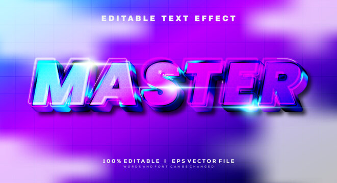 Editable master 3d text effects, modern gradient colors. Text style effects.