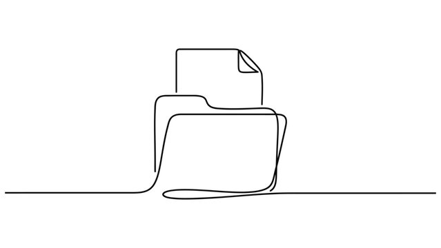 Continuous one line drawing of a document folder icon. Continuous line style. Hand drawn. Line art. Vector design. illustration