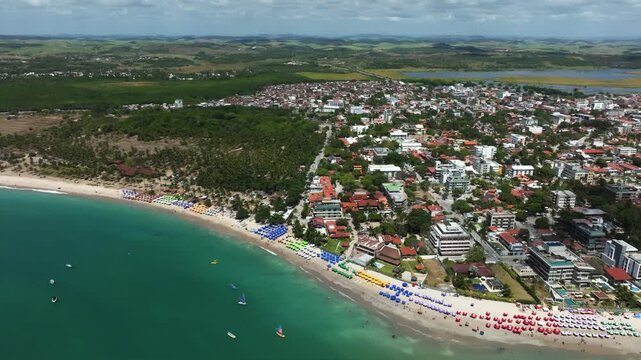 The most famous beach in the entire world. Aerial view of Merepe Beach in the city of Porto de Galinhas, Pernambuco state, Brazil. 12-05-2025