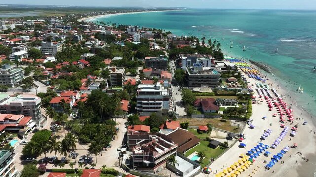 The most famous beach in the entire world. Aerial view of Merepe Beach in the city of Porto de Galinhas, Pernambuco state, Brazil. 12-05-2025