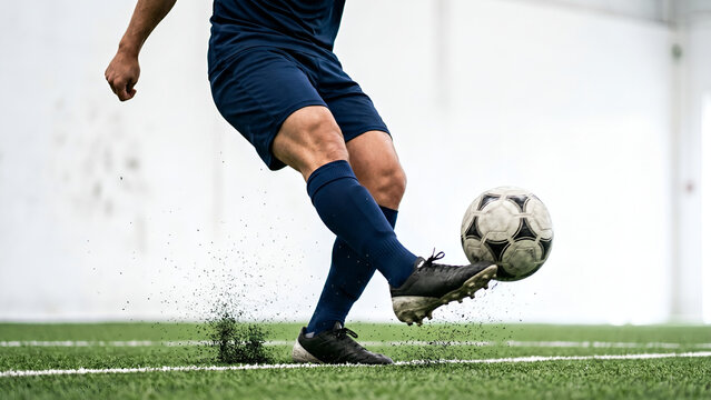 soccer player kicking ball